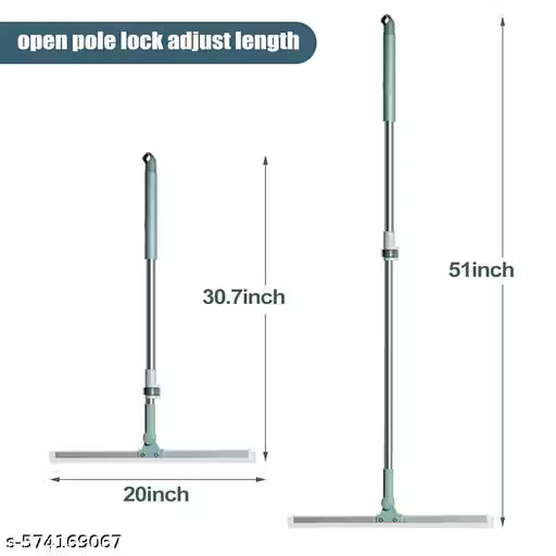 Heavy Duty Magic Broom Silicone Floor Wiper–Premium Floor Squeegee with Stainless Steel Extendable Handle - Vistora