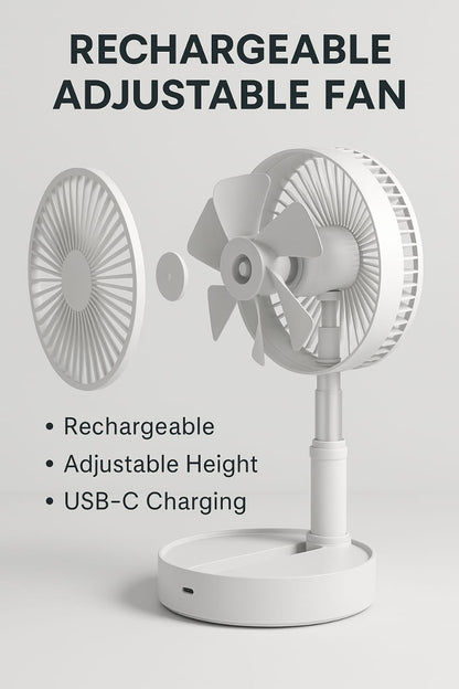 Rechargable adjustable portable fan